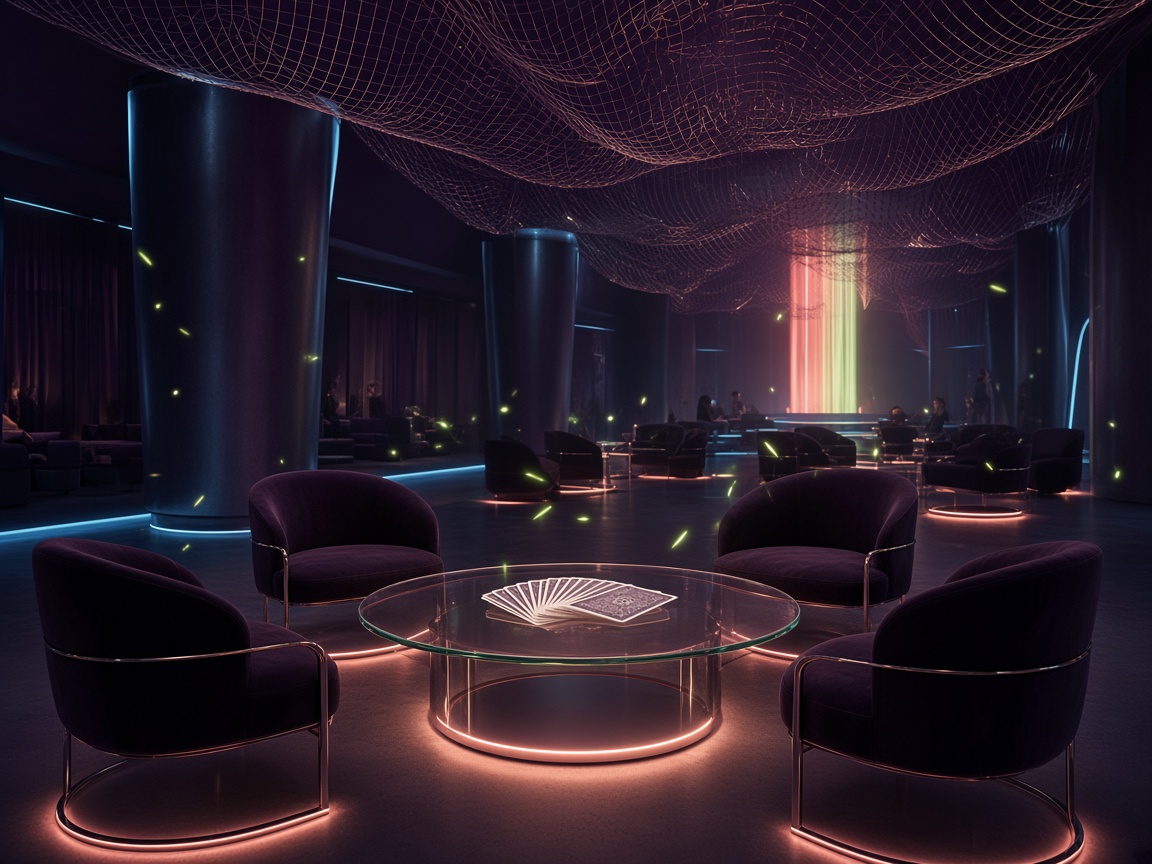 Grapple Circle card table inside the NetGrappleBurst mesh hall